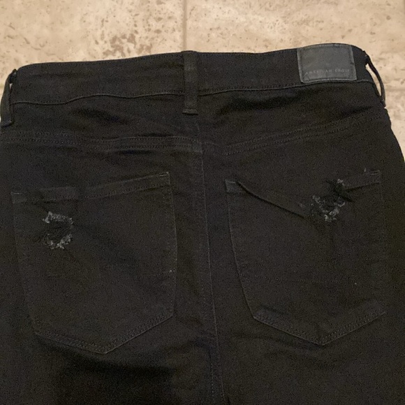 American Eagle black high-rise jeggings/jeans with rips. - Picture 7 of 7